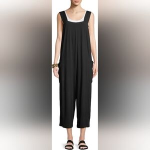Eileen Fisher Black Jersey  Wide Leg Jumpsuit 2X